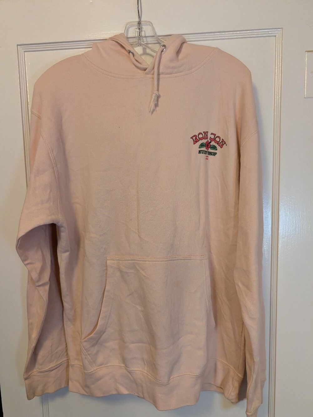 Billabong Ron Jon Surf Shop Hoodie Large Pink Skeleton Surfer Graphic